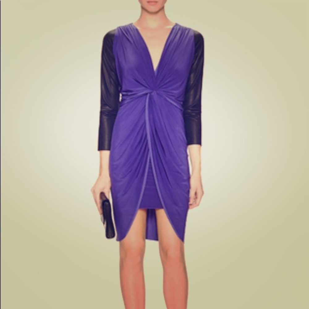 T-bags Los Angeles Purple Black Gathered Dress